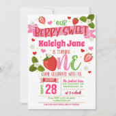 Aardbei First Birthday Invitation - ONE - CWU Kaart (Voorkant)