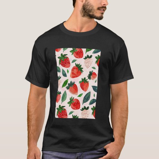  Aardbei Fruit Pattern Art T-shirt (Voorkant)