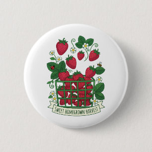 Aardbei Fruit Voedsel Bes Zoete Mand Ronde Button 5,7 Cm