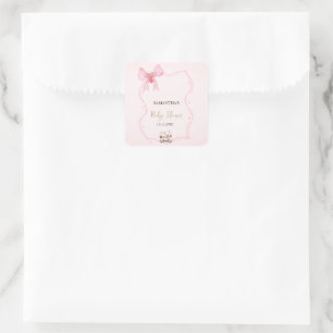 Aardbei, Gans, Boog Lijst Stippen Baby shower Vierkante Sticker