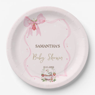 Aardbei,Gans,Bow Frame Stippen Baby Shower Papieren Bordje