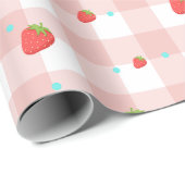 Aardbei Gingham inpakpapier (Rol Hoek)