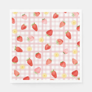 Aardbei Gingham Papier servetten