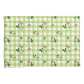 Aardbei Groen Gingham Check geruite patroon Kussensloop (Voorkant-Rechts)