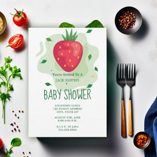 Aardbei Groen Rood Fruit Baby shower Kaart