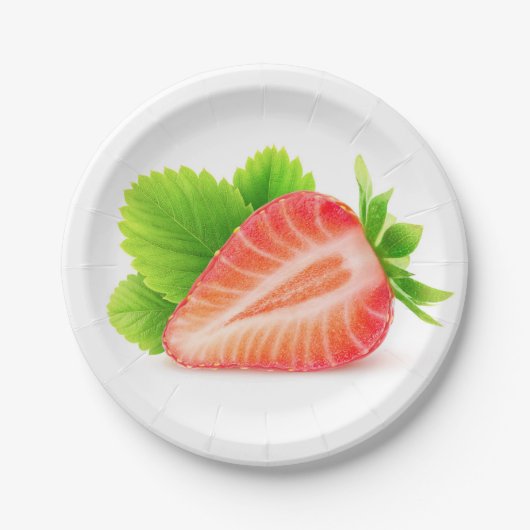 Aardbei half papieren bordje (Voorkant)