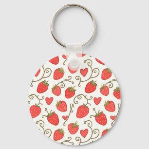 Aardbei Hart Patroon Schattig Whimsisch Sleutelhanger
