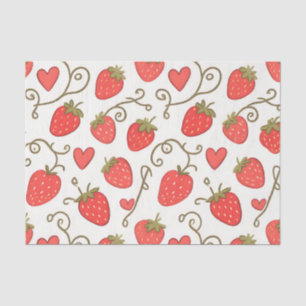 Aardbei Hart Patroon Schattig Whimsisch Tissuepapier