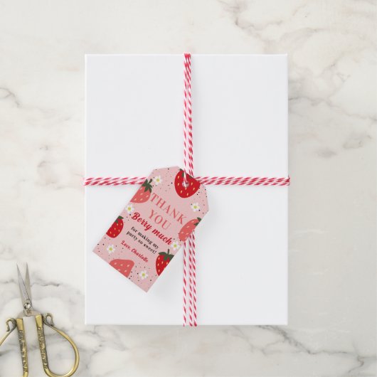 Aardbei Hartelijk dank, Berry Vor Cadeaulabel (Met Touw)