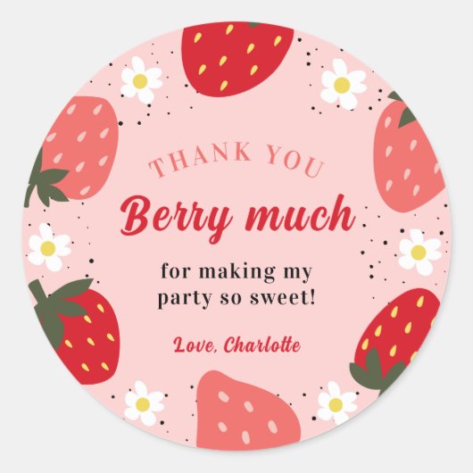Aardbei Hartelijk dank voor Berry Ronde Sticker (Voorkant)
