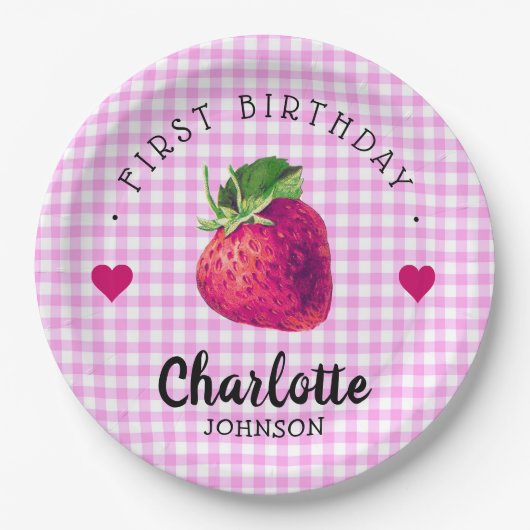 Aardbei Harthday Meisroze Gecontroleerd Papieren Bordje (Voorkant)