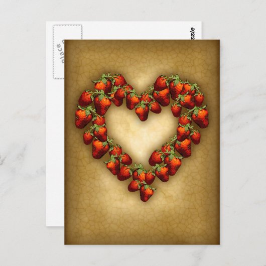 Aardbei Heart Briefkaart (Voorkant / Achterkant)