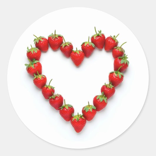 Aardbei Heart Ronde Sticker (Voorkant)