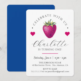 Aardbei Hearts Birthday Girl White Bedankkaart