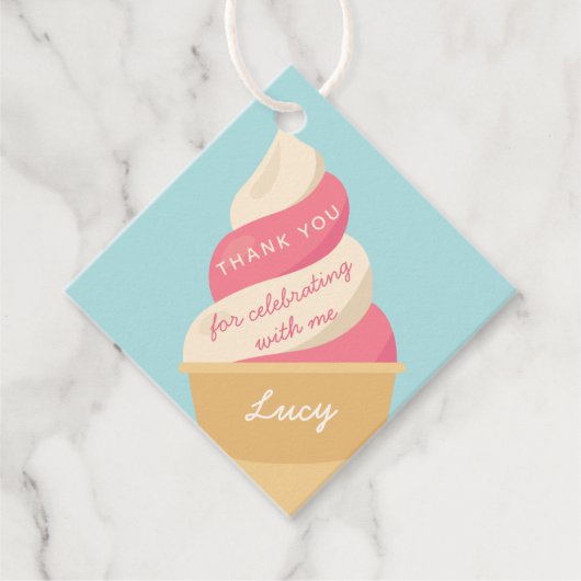 Aardbei Ice Cream Swirl Kinderen van afgelopen dag Bedankjes Labels (Voorkant)