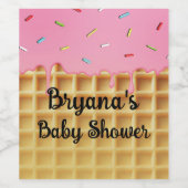 Aardbei Ice Cream Waffle Cone verjaardagsfeestje Wijn Etiket (Enkel label)