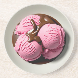 Aardbei Ice Cream Zandsteen Onderzetter