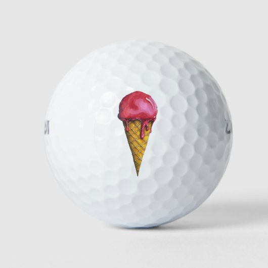 Aardbei Ice-crèmecone Golfballen (Voorkant)