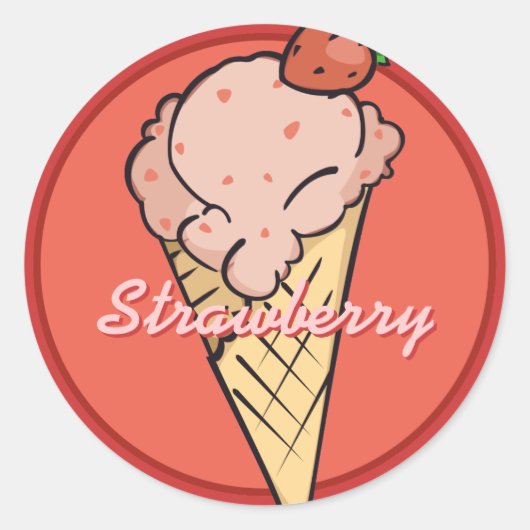 Aardbei Icecream Sticker (Voorkant)