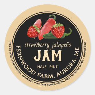 Aardbei Jalapeno Jam Jar Label Zelfgemaakte Jelly