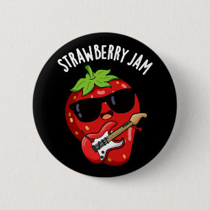 Aardbei Jam Funny Fruit Pun Dark BG Ronde Button 5,7 Cm