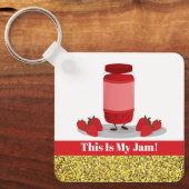 aardbei Jam Glitter Food Pun Sleutelhanger (Voorkant)