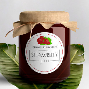 Aardbei Jam Stickers met een etiket op kleine prod