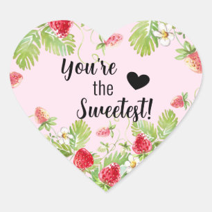 Aardbei Je bent de Sweetest Hart Sticker