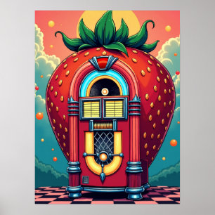Aardbei Jukebox: Retro Surrealisme Pop Art Poster