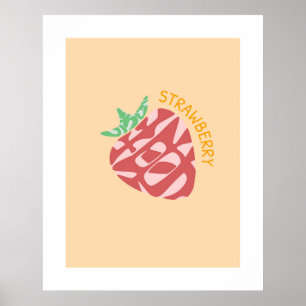 Aardbei Kanji / Hiragana Japanse Woordkunst Poster