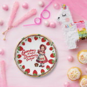 Aardbei Keuken Meisje Oma's Delight Papieren Bordje (Feest)