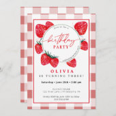 Aardbei-Kind - Uitnodiging op de zomervakantie (Voorkant / Achterkant)