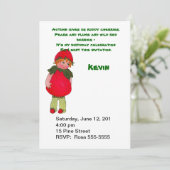 aardbei Kind verjaardagsfeestuitnodiging Kaart (Staand voorkant)