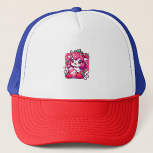 Aardbei Koe Kawaii Anime Aardbei Melk _2_1 Trucker Pet