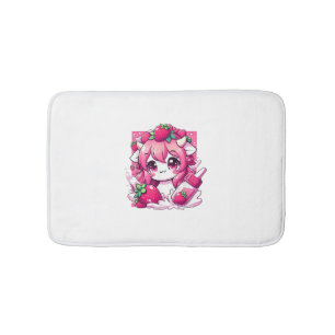 Aardbei Koe Kawaii Anime Aardbeienmelk _1 Badmat