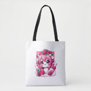 Aardbei Koe Kawaii Anime Aardbeienmelk _1 Draagtas