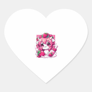 Aardbei Koe Kawaii Anime Aardbeienmelk _1 Hart Sticker