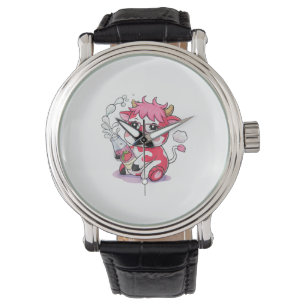 Aardbei Koe Kawaii Anime Aardbeienmelk _5 Horloge