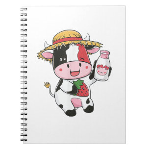 Aardbei Koe Kawaii Anime Aardbeienmelk _7 Notitieboek