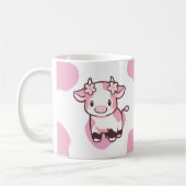 Aardbei Koe Schattige Roze Mok met Naam (Links)