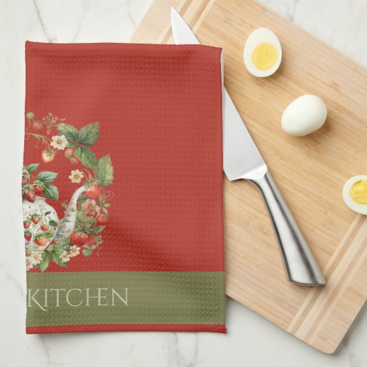 Aardbei krans en theepot Moeder keuken Theedoek (Quarter Fold)
