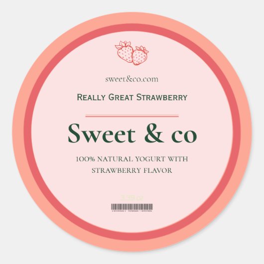 Aardbei Labels, Potjes Labels, Lichaamsboter Ronde Sticker (Voorkant)