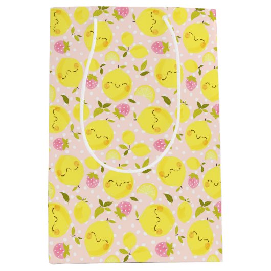 Aardbei Lemon Pink Medium Cadeauzakje (Voorkant)