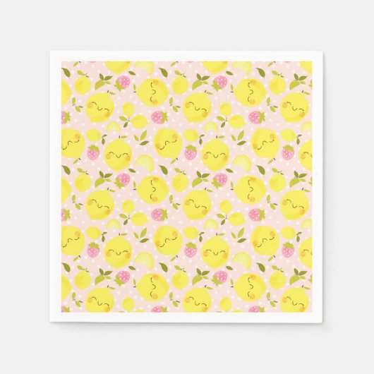 Aardbei Lemon Pink Servet (Voorkant)