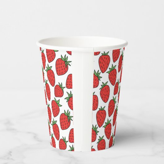 Aardbei | Leuke Fruit-Thema Party Drinkware Papieren Bekers (Rechts)