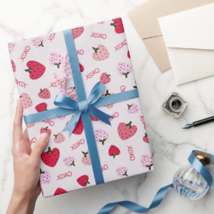 Aardbei liefde hart xoxo cadeaupapier