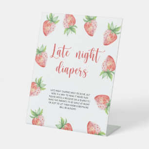 Aardbei \ Luier spel tot laat in de nacht Reclamebord Met Voetstuk