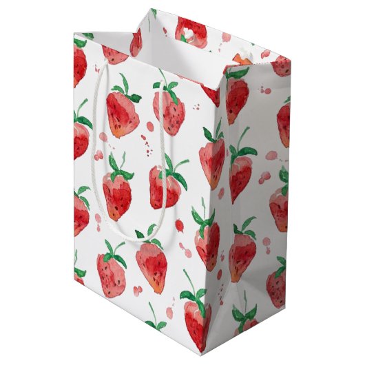 Aardbei Medium Cadeauzakje (Achterkant Gekanteld)