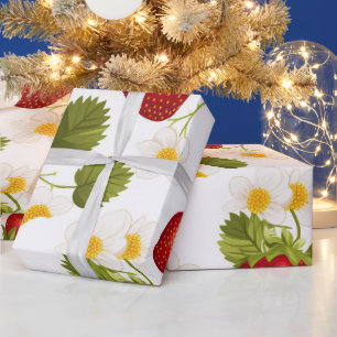 Aardbei Meisje Verjaardagsfeestje Eerste bessen Cadeaupapier