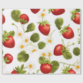 Aardbei Meisje Verjaardagsfeestje | Eerste bessen Cadeaupapier (Vlak)